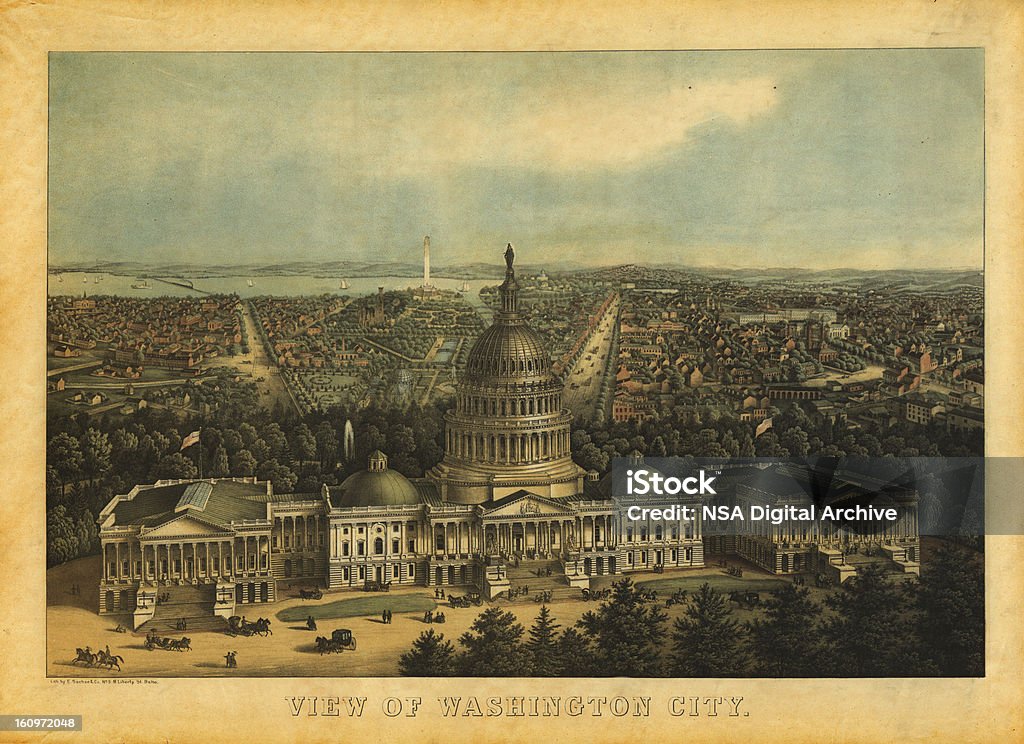 antecedentes ilustrações/Vista de Washington DC, 1857 - Royalty-free Washington DC Ilustração de stock