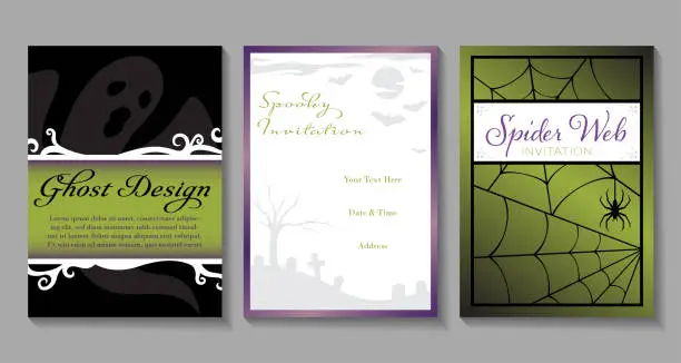 Vector illustration of Spooky invitation set