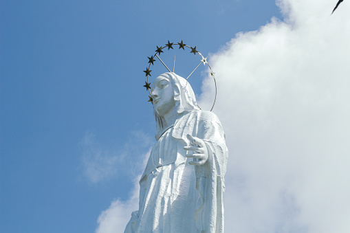 The statue of Our Lady of All Nations as a symbol of the mother of the Lord Jesus and the mother of all nations in the world, which is located on Nilo Hill, Sikka Regency, Maumere, Flores, Indonesia