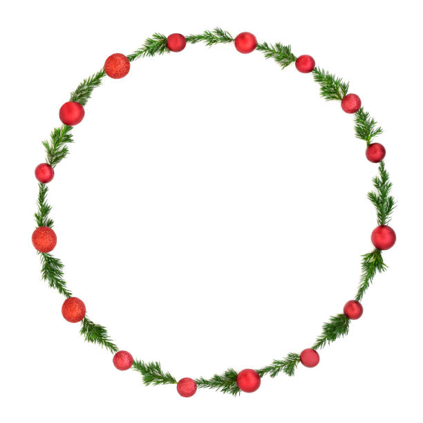 istock Christmas Red Bauble and Fir Wreath Decoration 1609753564