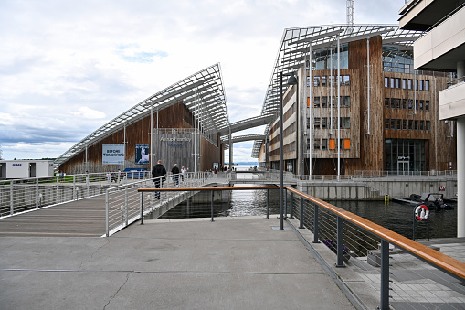 Oslo, Norway, July 4, 2023 - The Museum of Modern Art - Astrup Fearnley Museet - in Oslo Aker Brygge.