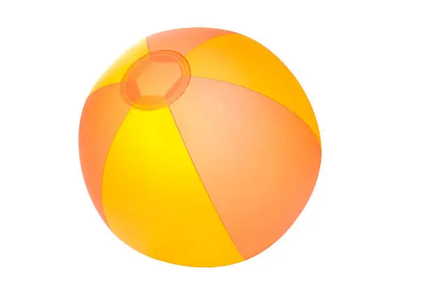 Orange and yellow beachball on a white background. Clipping path included.