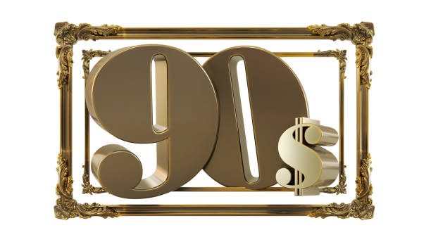 istock golden ninety dollars on a golden baroque frame isolated on transparent background, 1609804848