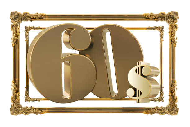 istock golden sixty dollars on a golden baroque frame isolated on white background, 1609817613