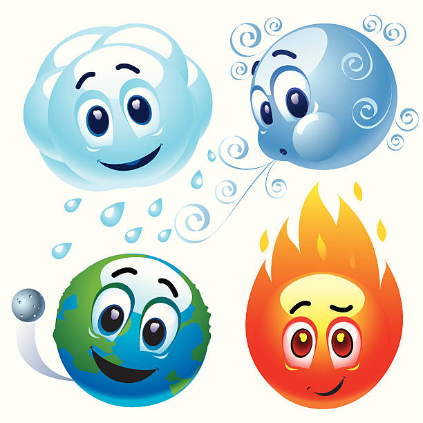 72 Cartoon Of The Earth Air Fire Water Symbols Illustrations & Clip Art -  iStock