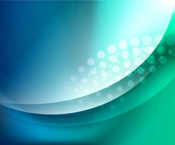 Blue and green glossy wave background vector art illustration