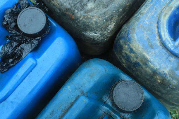 istock Four Blue canister filled with diesel fuel 1609867747