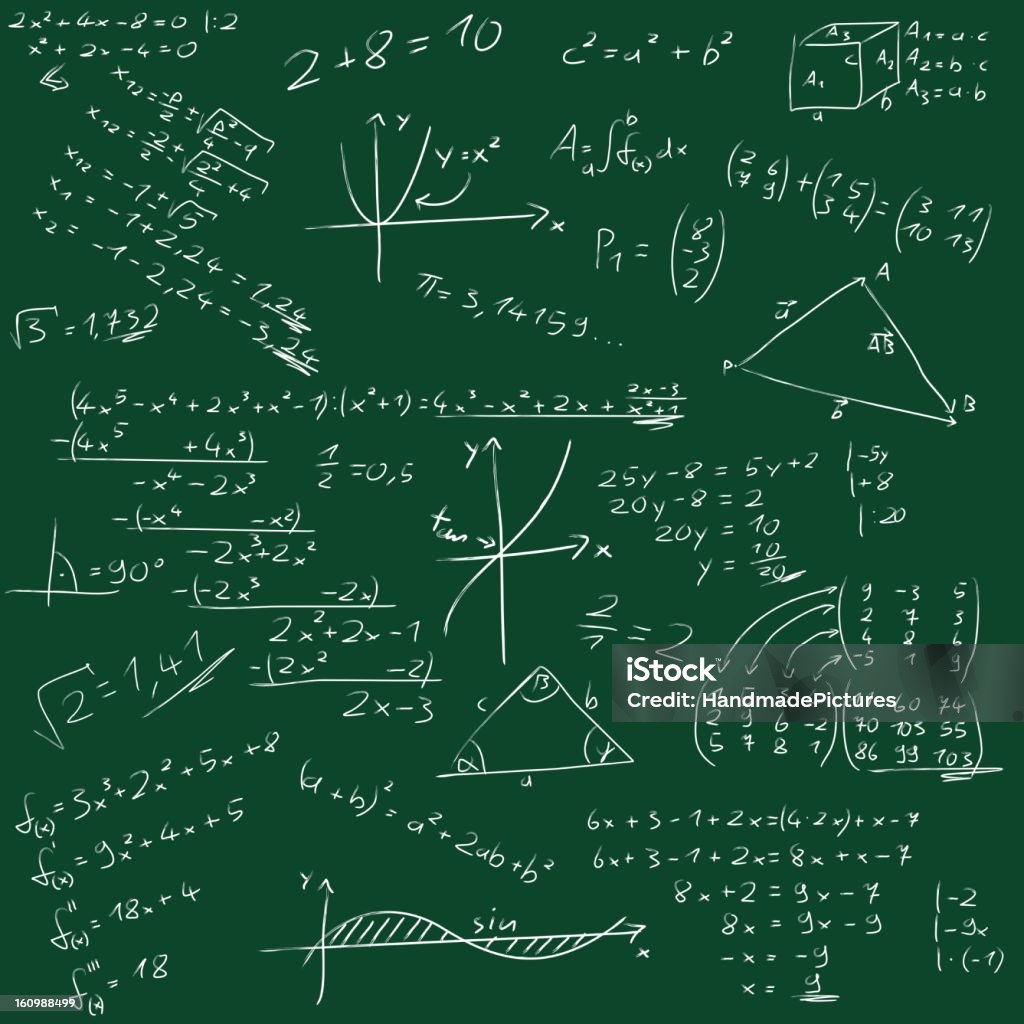 Placa con fórmulas matemáticas - Foto de stock de Dibujo al lápiz libre de derechos