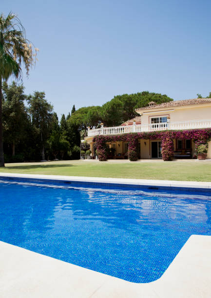 istock Luxury lap pool and Spanish villa 160992210