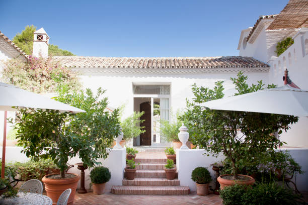 istock Doorway from patio into Spanish villa 160992217