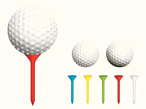 Vector illustration of Golf ball and tees