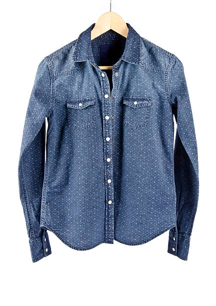 istock Women's Blue Denim Shirt on a Hanger 160995280