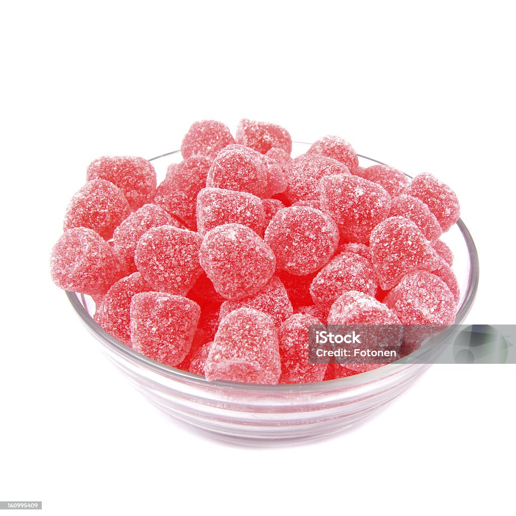 Confiture de framboises gumdrops au glass bowl - Photo de Bol et saladier libre de droits