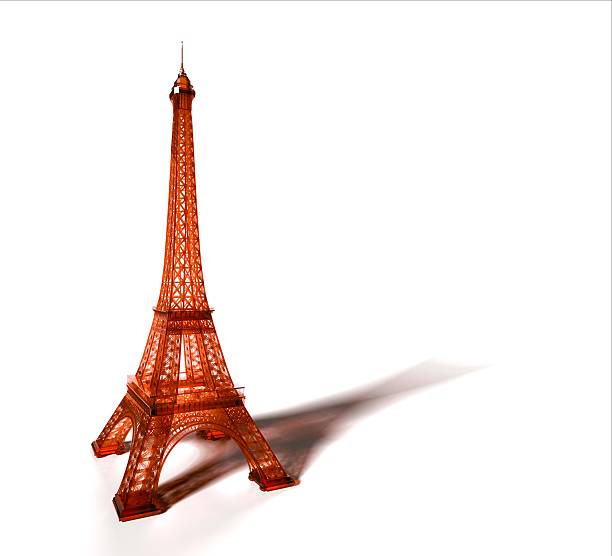 Orange Eiffel tower isolated on white. 3D. stock photo