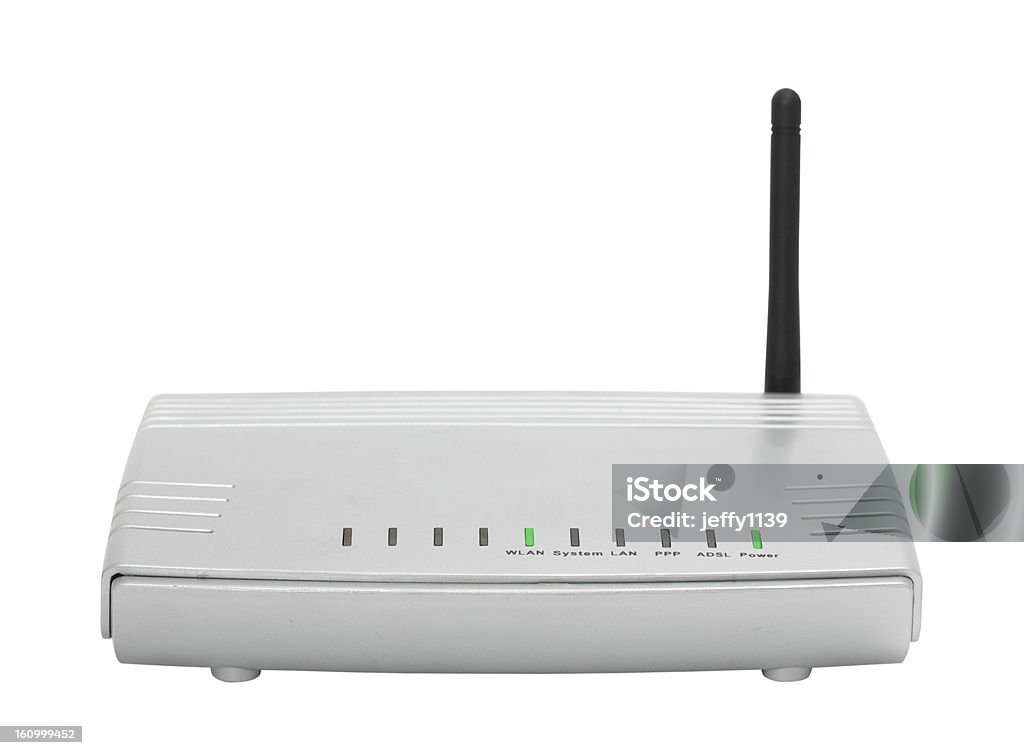 Front Panel Of Wireless Router Isolate On White Stock Photo - Download ...