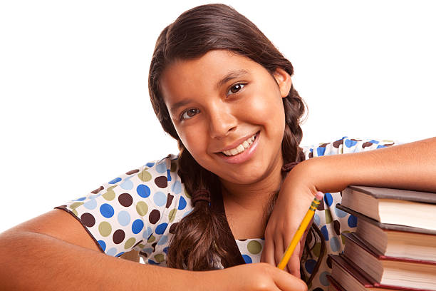 istock Pretty Smiling Hispanic Girl Studying 161000570