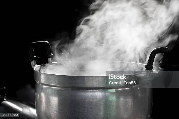 Steam On Pot Stock Photo - Download Image Now - Boiling, Condensation, Cooking