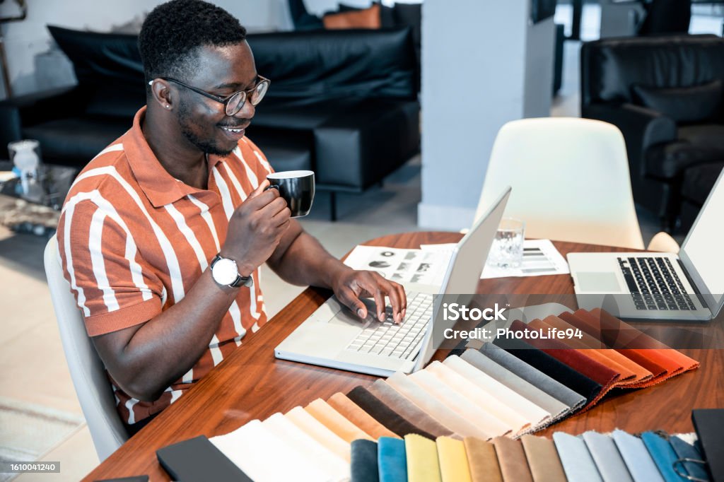 Design Studio Working Working At His Design Studio Work Place Stock Photo - Download Image ...