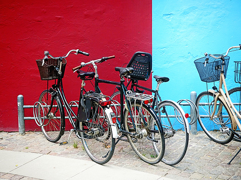 Copenhagen: bikes parked in city center. Copenhagen is the best bike-city, rent a bike is the best way to commute or to explore the town