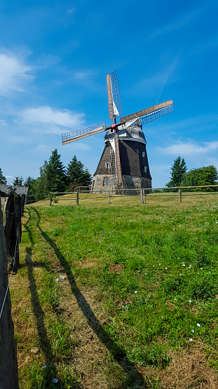 Historic freestanding windmill in Woldegk Germany. No museum, no entrance fee