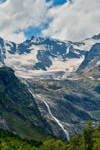 istock view of the glacier with a waterfall and a blooming meadow 1610111606