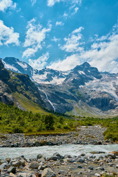 istock view of the glacier with a waterfall and a blooming meadow 1610114351