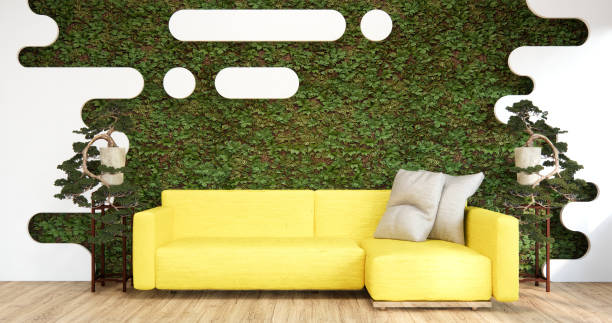 istock Colorful Living room japanese minimalist room interior, 3D rendering 1610128556