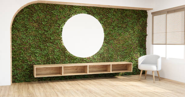 istock Tv cabinet in modern empty room Japanese - zen style,minimal designs. 1610130721