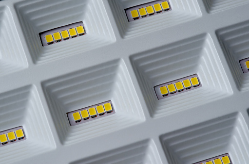 Close-up view of the LED light panel