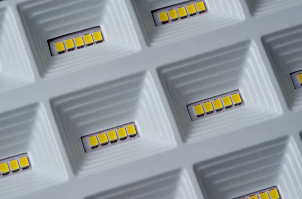 Close-up view of the LED light panel stock photo