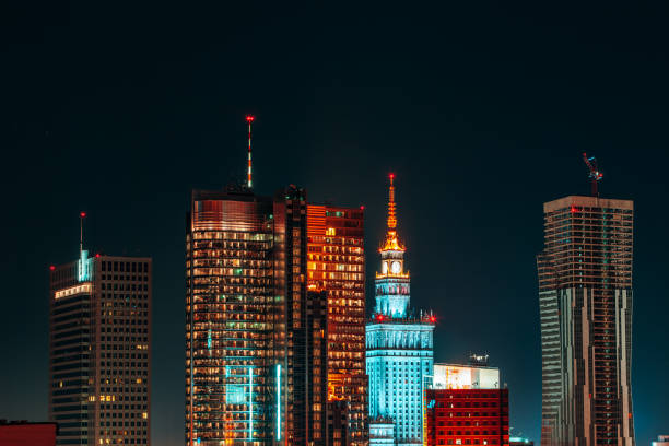 istock Modern city night view, Warsaw, Poland 1610149859