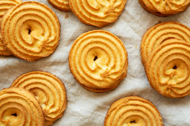 istock Homemade Sprits Biscuits Ready to Eat, top view. Flat lay, overhead, from above. Close-up. 1610186266