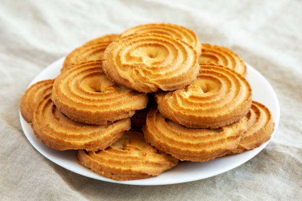 istock Homemade Sprits Biscuits on a Plate, side view. Close-up. 1610189006