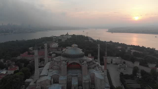 Drone shot of Ayasofya mosque - Hagia Sofia