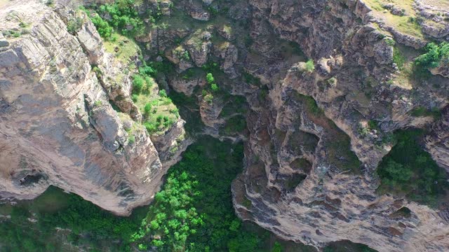 Aerial view of cliff on karst limestone rocks