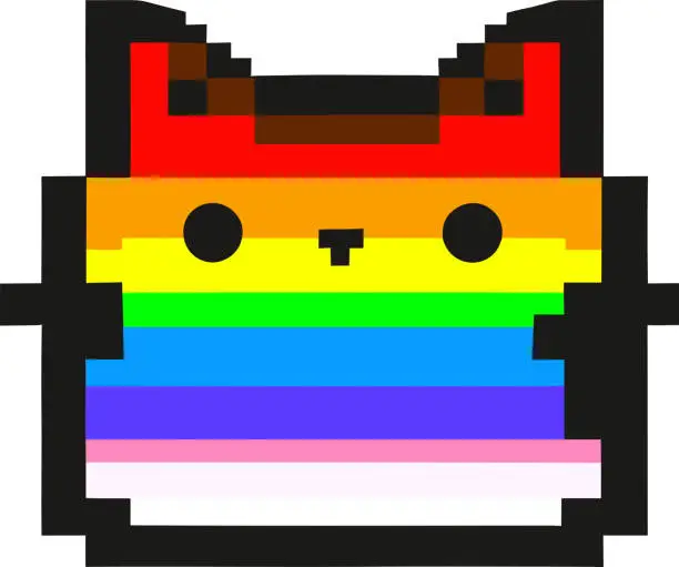 Vector illustration of rainbow colorful nyan cat vector illustration pixel art