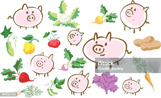 Pigs And Vegetables Stock Illustration - Download Image Now - Red Cabbage, Animal, Antioxidant