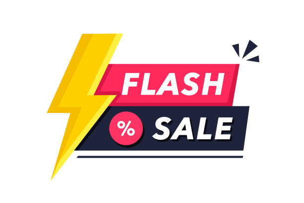 illustrations, cliparts, dessins animés et icônes de icône de vente flash. conception de modèle de bannière de vente flash pour le web ou les médias sociaux. grande vente offre spéciale. bannière d’offre sp�éciale de fin de saison. illustration vectorielle - giant robot flash