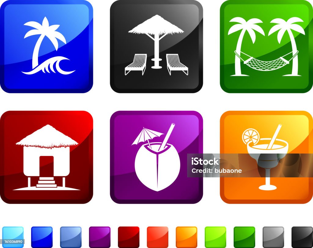 Beach Tropical Resort royalty free vector icon set stickers Beach Tropical Resort sticker set Alcohol - Drink stock vector