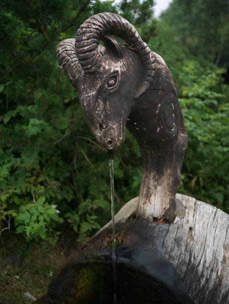 fountain made from a wooden trunk