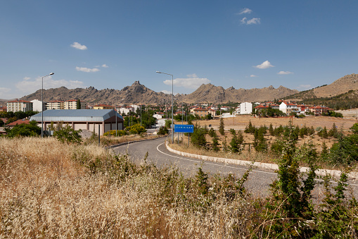 Panoramic view of Sivrihisar city with the hill in background, Eskisehir, Turkey