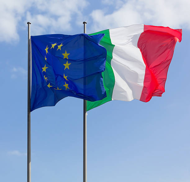 istock Italy and Europe Flags 161042134