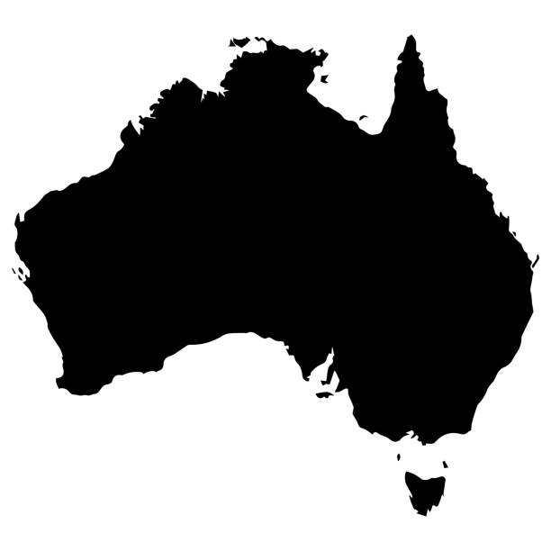карта австралии и силуэт флага векторная иллюстрация - newcastle stock illustrations