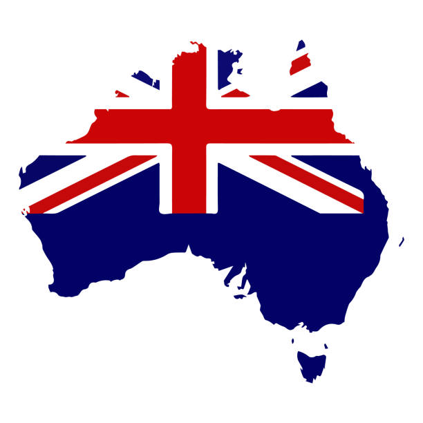 карта австралии и векторная иллюстрация флага - newcastle stock illustrations