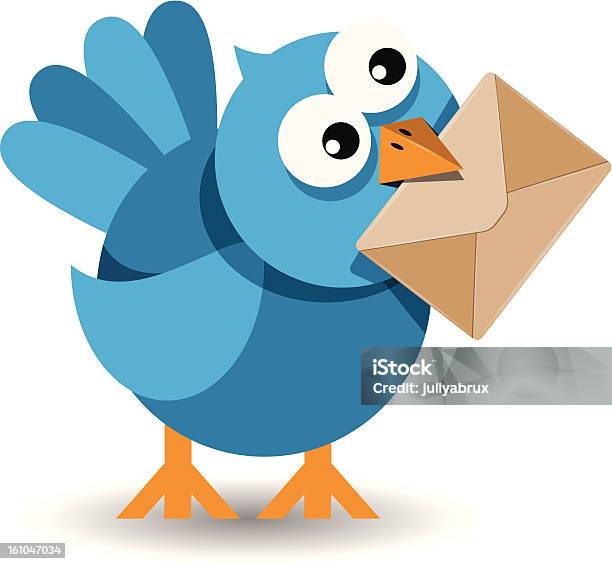 Vetores de Pássaro Azul Com Um Envelope De Papel e mais imagens de Animal - Animal, Asa animal, Azul