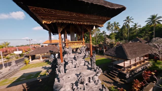 Garuda Visnu statue at Bali, Indonesia. FPV Drone flight around it and near local temple complex. Not far from Besakih town