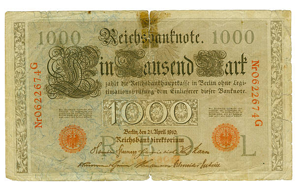 istock Front view of the old German banknote 161050829