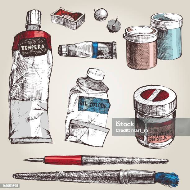 Ferramentas De Pintura - Arte vetorial de stock e mais imagens de Lata - Recipiente - Lata - Recipiente, Pintura a Óleo - Tinta, Tinta de Aguarela