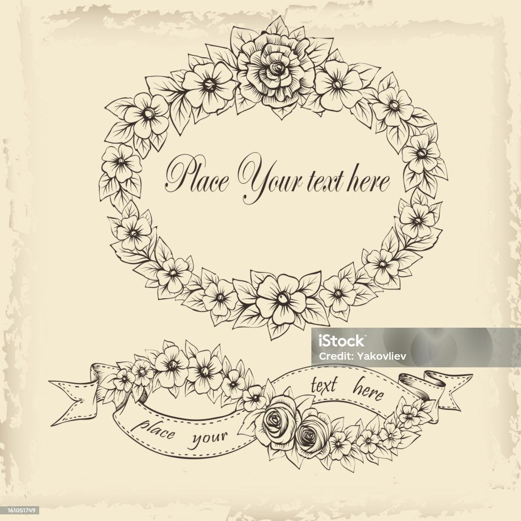 Vintage frame Floral vintage frame and ribbon Border - Frame stock vector