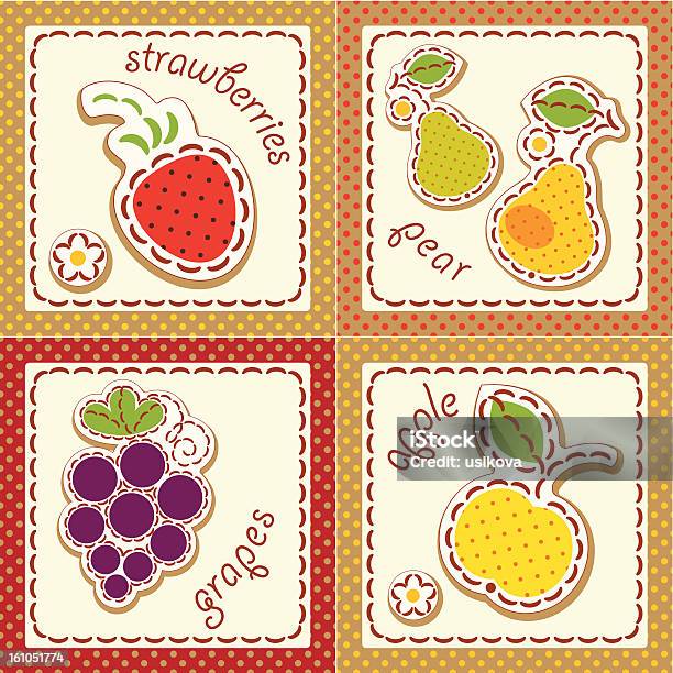 Fruits Set Cards Stock Illustration - Download Image Now - Abundance, Agriculture, Apple - Fruit